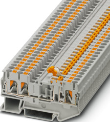 Knife disconnect terminal, push-in connection, 0.34-4.0 mm², 3 pole, 20 A, 6 kV, gray, 3210169