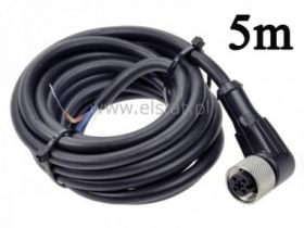Złącze kątowe żeńskie 4P + kabel 5m 0,34mm2