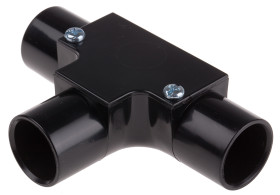 Łącznik do kanałów kablowych RS PRO (Dia) 20mm Trójnik z wziernikiem inspekcyjnym PVC Czarny