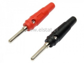 Wtyk banan skręcany 4mm z gnisazdem czar.+ czerw.