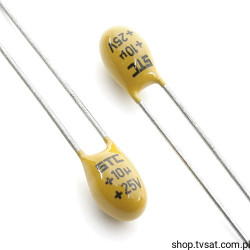 10UF-25V 10uF 25V 10% Tantalum R=2.5 mm THT RADIAL STC