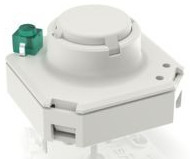 Short-stroke pushbutton, Form A (N/O), 250 mA/35 V, illuminated, green, actuator (white), 2.9 N, THT, 3.14.100.542/0000