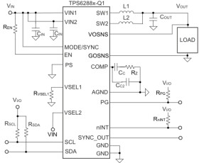 Automotive 2.7V to 6V input, 12A stackable dual-phase synchronous buck converter