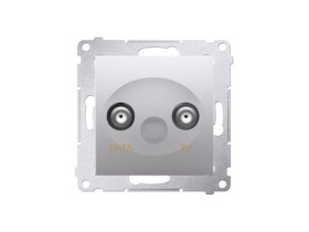 SIMON 54 Gniazdo antenowe TV-DATA dwa porty wyjśiowe typu "F" częstotliwość dla wejścia 5-1000 MHz srebrny mat DAD1.01/43 KONTAK