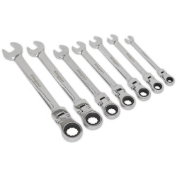 Siegen S01143 Flexible Head Ratchet Combination Spanner Set 7pc Metric