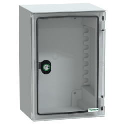 Szafka ścienna rozdzielcza 310 mm 215 mm 160mm Poliester Schneider Electric, z drzwiami przezroczystymi RAL 7035