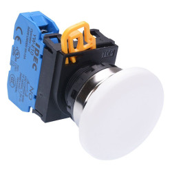 YW4B-A4E10W White 22mm Metal Bezel Mushroom Maintained Push Button Switch NO IP65 IDEC