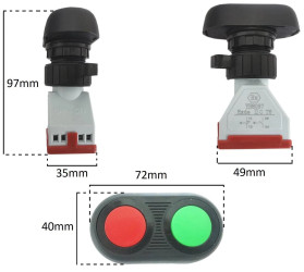 Przycisk BA8097 monostabilny 10A/250V czerwony/zielony (NC/NO)