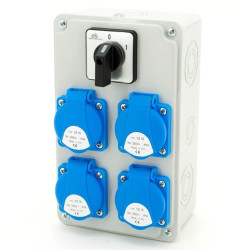 Rozdzielnica budowlana 4*GS 230V + wyłącznik tablicowy 0-1, obudowa naścienna, ELS Elektrotechnika, N400-01