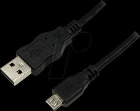 CU0034 USB 2.0 cable, USB-A/M to Micro-USB/M, black, 1.8 m