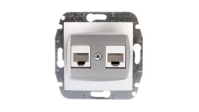 Carla Gniazdo Komputerowe Podwójne 2Xrj45 Cat 5E Srebrne 1749-16