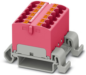 Distribution block, push-in connection, 0.2-6.0 mm², 12 pole, 32 A, 6 kV, pink, 3273697