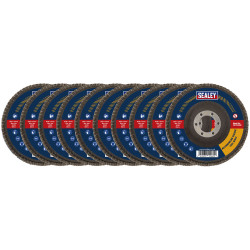 Sealey FD115120E10 115mm Aluminium Oxide Flap Discs 120Grit 22mm Bore - Pack 10