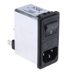 Gniazdo zasilające IEC z filtrem przeciwzakłóceniowym2 6A C14 Schaffner Zatrzask 5 x 20mm