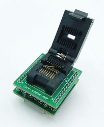 Adapter uniwersalny SOIC16 / SOP16 / SO16 (R=1,27mm / W=150mils) --> DIP16 (24) DIL (R=2,54mm / W=600mils) Clam Shell ZIF