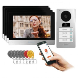 GAYD MULTI4, zestaw wideodomofonowy czterorodzinny, 2-żyłowy, 8, Wi-Fi, ekran dotykowy, 2MP Full HD, RFID,OR-VID-MA-1082/B