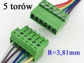 Złączka 5 torowa; przykręcane kable; 3,81mm