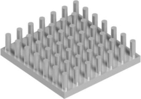 Pin heatsink, (L x W x H) 25 x 25 x 6.5 mm, 5.8 to 3.5 K/W, natural aluminum, 10006857