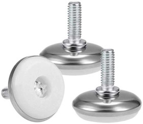 Stopka regulowana do mebli - M6 27x15mm - srebrny - noga meblowa z podkładką