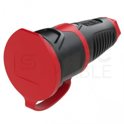 Gniazdo prądowe gumowe z klapką [2P+Z] 16A 230V SCHUKO przenośne IP54 TAURUS2 PCE na kabel czarne