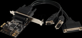 PEX2S1P553B 3 Port RS232, DB25, parallel, serial, PCIe card, low profile