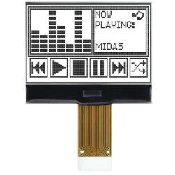Wyświetlacz monochromatyczny LCD, , Graficzny, podświetlanie LED 128 x 64 4.48mm, Midas