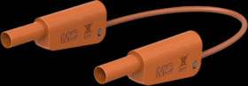 Measuring lead with (4 mm lamella plug, straight) to (4 mm lamella plug, straight), 750 mm, orange, PVC, 2.5 mm², CAT II, CAT II