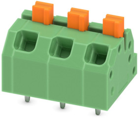 PCB terminal, 3 pole, pitch 5 mm, AWG 24-16, 16 A, spring-clamp connection, green, 1862424