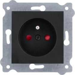 Gniazdo z uziemieniem i przesłonami torów prądowych 250V 16A Czarny Metalik 242/14E EXEN