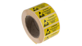 Etykieta Esd Żółty Papier, Tekst: Attention, Uwaga, Angielski