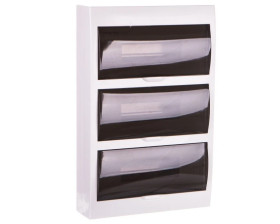 Rozdzielnica modułowa tworzywo 3x12 natynkowa IP40 IK06 N+PE II klasa drzwi transparentne szare DB312S 3X12P/SMD biały 3836