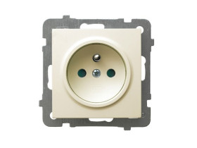 AS Gniazdo pojedyncze z uziemieniem z przesłonami ecru GP-1GZP/m/27 OSPEL