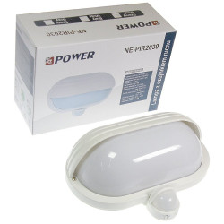 Oprawa z czujnikiem PIR Biała NE -PIR2030 MAX 60W 180st. HQ IP44 Lampa