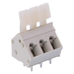 3-Way 5.00mm 45° Screwless PCB Terminal Block Grey 15A 300V