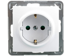 IMPRESJA Gniazdo pojedyncze z/u Schuko z przesłonami białe GP-1YSP/m/00