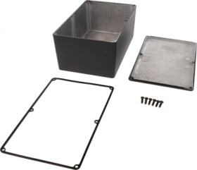 Aluminum die cast enclosure, (L x W x H) 188 x 120 x 82 mm, black (RAL 9005), IP65, 1590WEBK