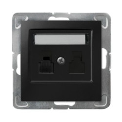 IMPRESJA Gniazdo telefoniczne pojedyncze czarny metalik GPT-1Y/m/33