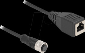 60066 Adapter cable M12 D-coded 4 pin female &gt; RJ45 female, 50 cm