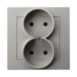 AS Gniazdo podwójne z przesłonami torów prądowych, kompletne z ramką kaszmir GP-2GP/82