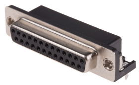 Złącze D-Sub 25-pinowe Żeński Kąt Proste Przewlekany raster 2.77mm Złoto