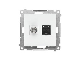 SIMON 55 Gniazdo antenowe typu „F” + RJ45 kat.6 biały mat TASFRJ45.01/111 KONTAKT SIMON