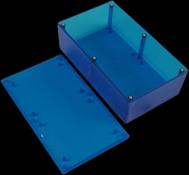 ABS enclosure, (L x W x H) 193 x 112 x 56 mm, blue/transparent, IP54, 1591XXETBU