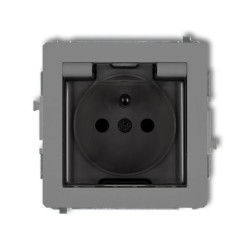 DECO Gniazdo bryzgoszczelne z/u (klapka dymna) szary mat 27DGPB-1zdp