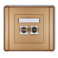 FLEXI Gniazdo antenowe podwójne typu F (SAT) niklowane złoty metalik 8FGF-2