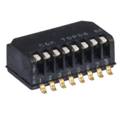 Przełącznik fortepianowy DIP 8-pozycyjny SPST SMD 25 mA przy 24 V DC -40 → +85°C