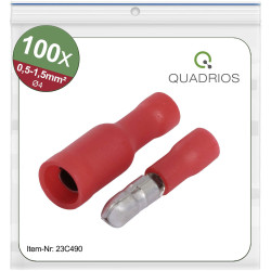 Quadrios 23C490 Bullet Connector 100 pcs Red 0.5-1.5 mm&#xB2; 10A 4mm