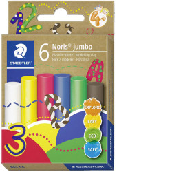 Staedtler 842C6 Noris Jumbo Plasticine Kneading rods assorted colours 16.6g each