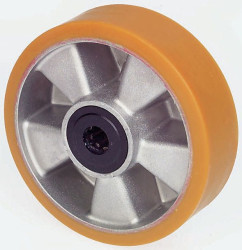 Kółko do wózka, Lite, Poliuretan, Szary, Pomarańczowy, obc.: 600kg, śred.: 160mm, szer.: 50mm