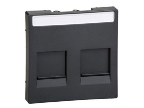 MERTEN Płytka czołowa gniazda komputerowe podwójne z polem opisowym i osłoną przeciwkurzową antracyt Sys M MTN4564-0414 SCHNEIDE