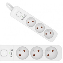 Przedłużacz elektryczny Listwa zasilająca na 3 gniazda [2P+Z] z wyłącznikiem biała 1,5m KERG